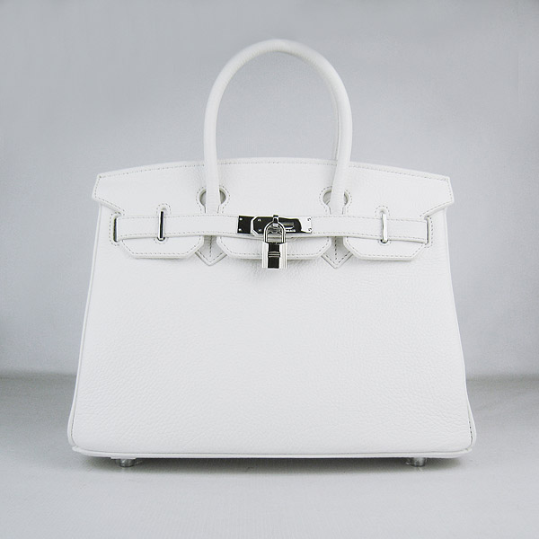 Replica Hermes Birkin 30CM Togo Leather Bag White 6088 On Sale